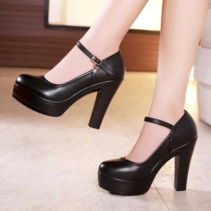 Women Formal Office Wear Tops - أحذية نسائية بكعب عالٍ سميك 8-10-12