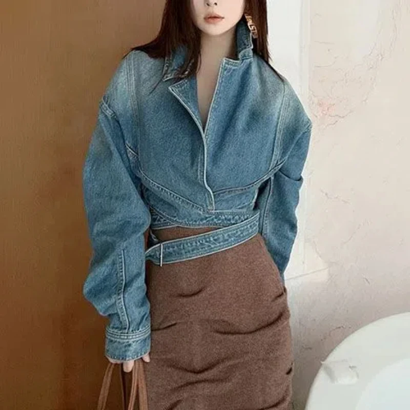 Unique Women'S Formal Wear - سترة الدنيم الرجعية الأزرق المغسول للنساء