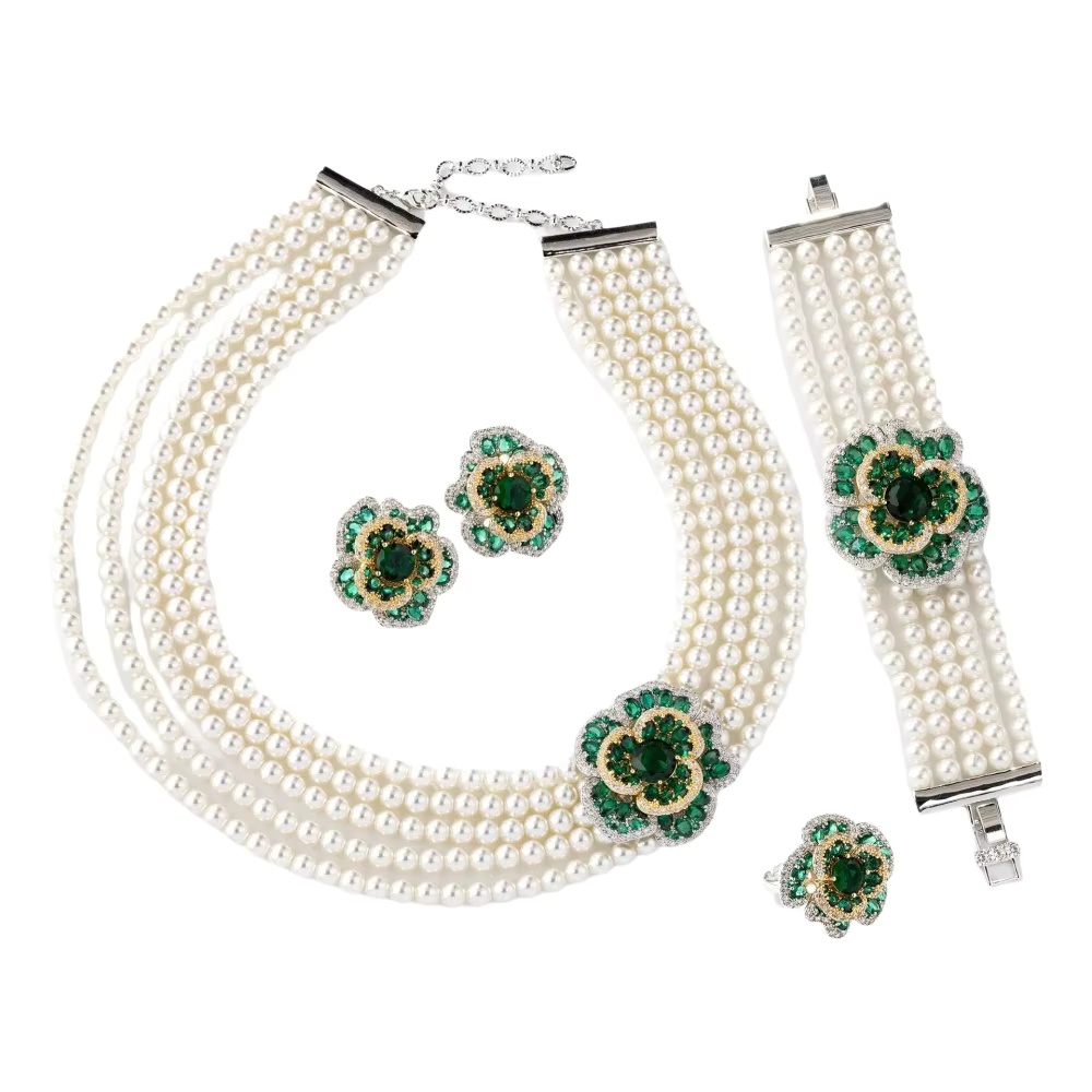 Pearl Necklace Set - طقم مجوهرات من 5 قطع لحفلات
