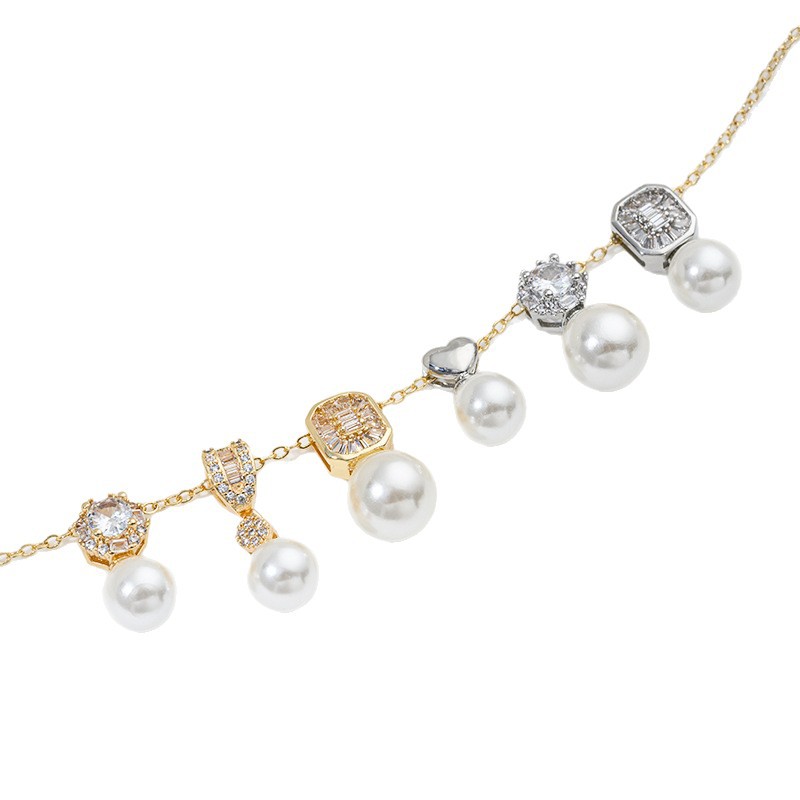 Pearl Necklace Set - حامل قلادة ذهب عيار 14 قيراط