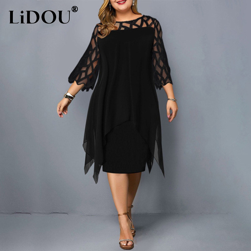 Women Formal Office Wear Tops - فساتين جديدة أنيقة من الدانتيل الشبكي