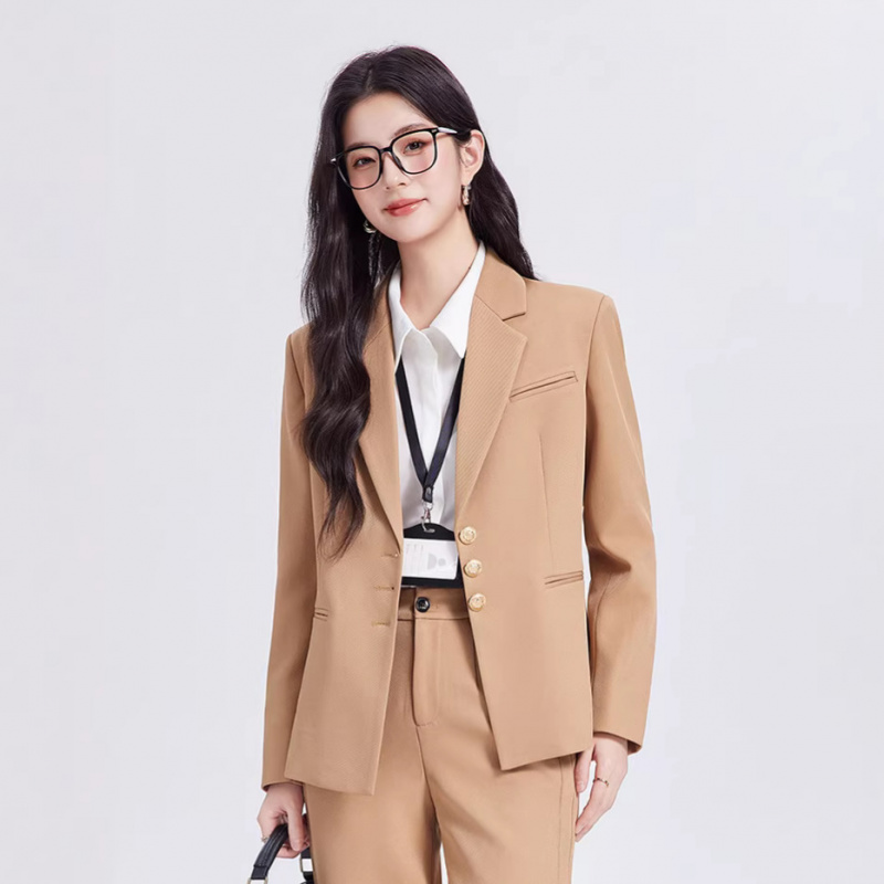 Women Formal Wear For Interview - طقم بدلة نسائية بلون الكاكي، راقي،