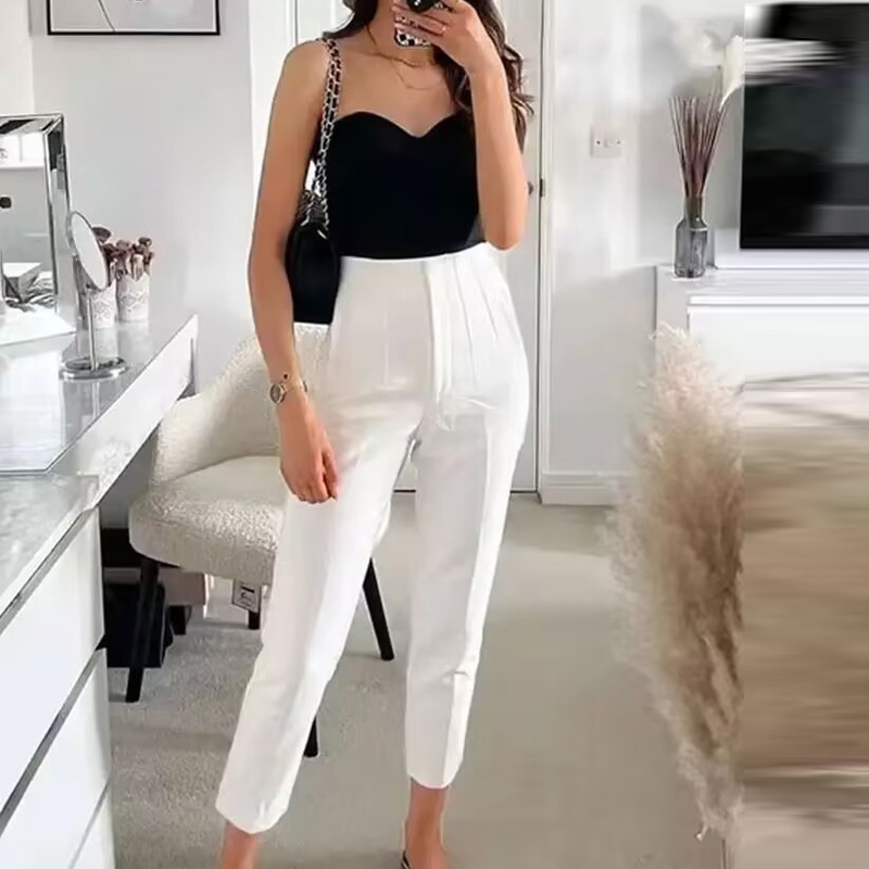 HXAO السيدات السراويل مكتب ارت - مراجعة Women Formal Wear Black And White وسعره