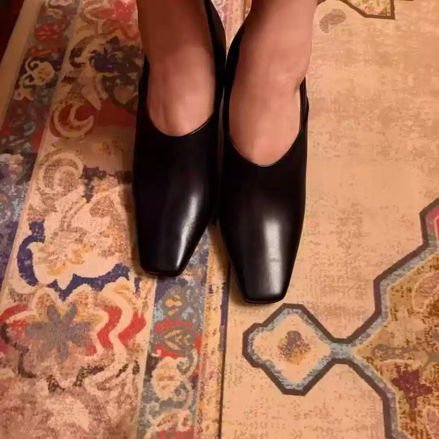 حذاء نسائي أسود من الجلد بكعب  - مراجعة Women Formal Office Wear Shoes وسعره