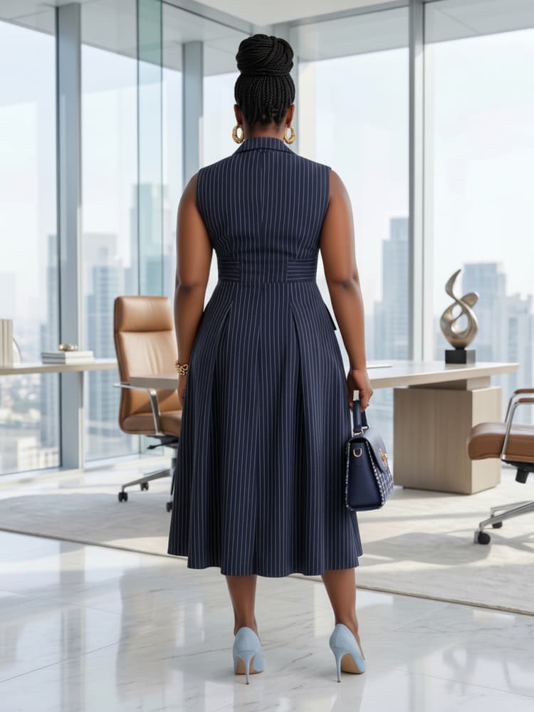 فستان ميدي بدون أكمام بياقة مز - مراجعة Women Formal Office Wear Tops وسعره