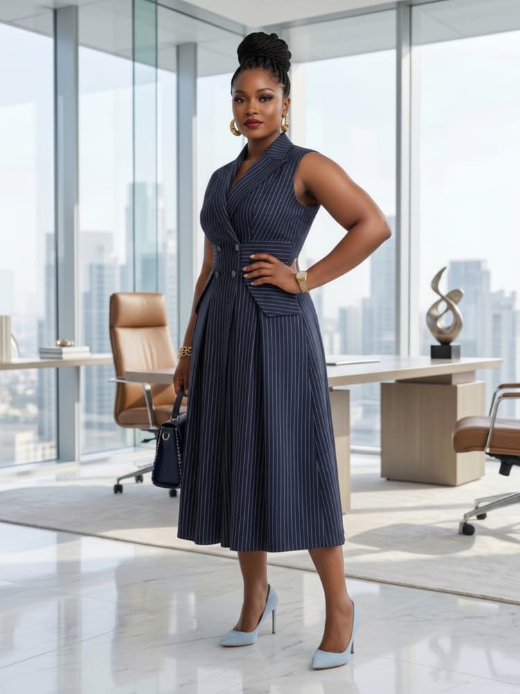 فستان ميدي بدون أكمام بياقة مز - مراجعة Women Formal Office Wear Tops وسعره