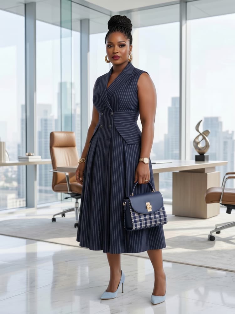 فستان ميدي بدون أكمام بياقة مز - مراجعة Women Formal Office Wear Tops وسعره