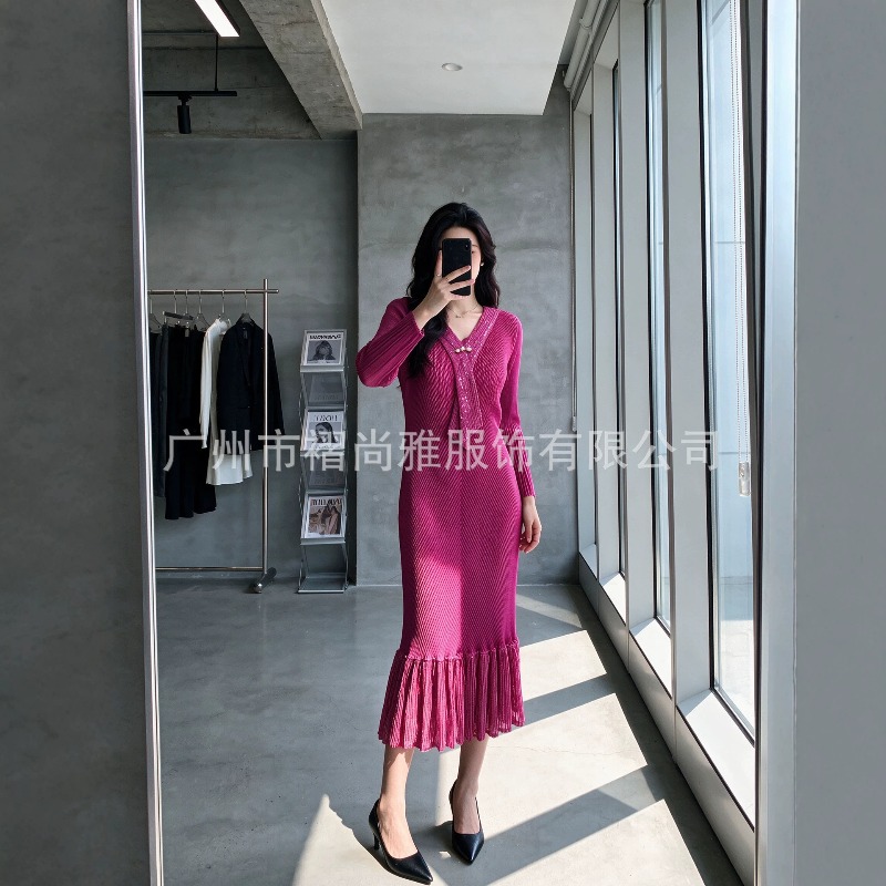 فستان ميياكي المطوي الجديد لخر - مراجعة Women Formal Office Wear Tops وسعره