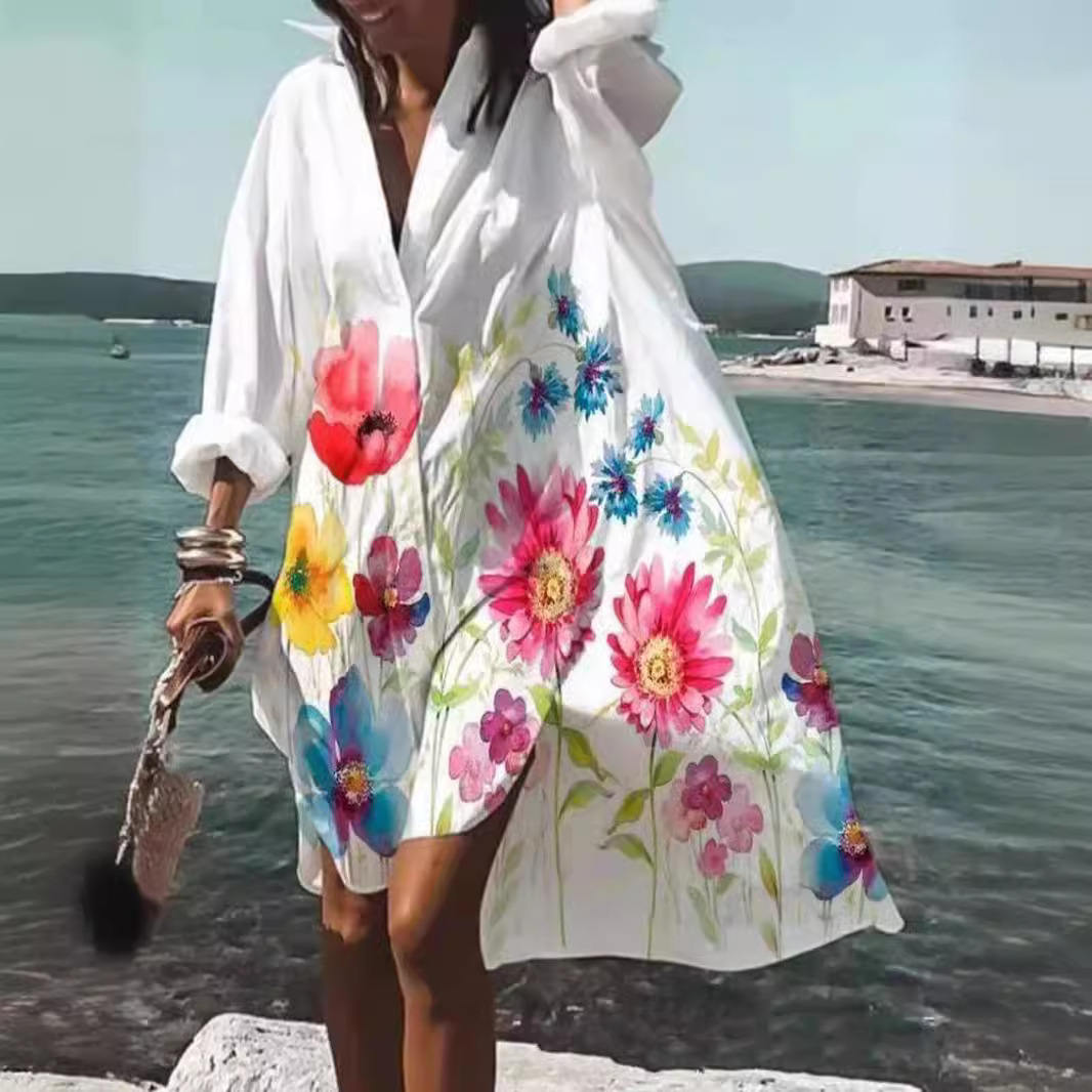 فستان قميص فضفاض بمقاس كبير لع - مراجعة Women Formal Office Wear Tops وسعره