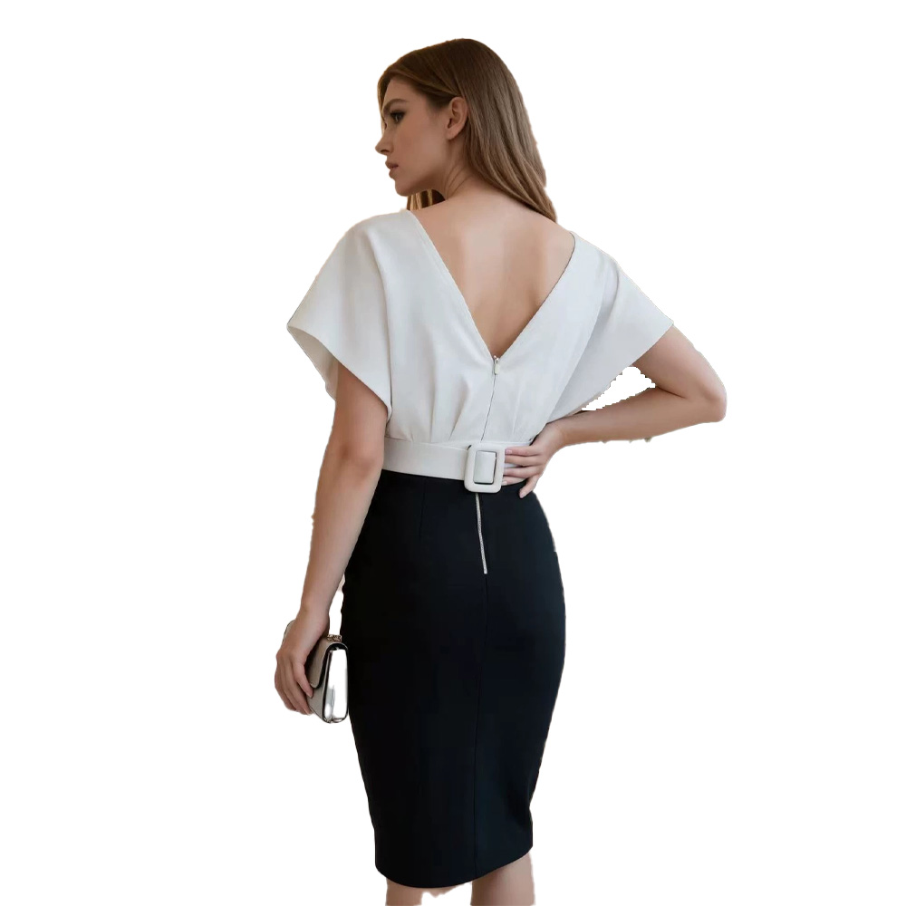 فستان نسائي احترافي بتصميم قمي - مراجعة Women Formal Wear Black And White وسعره