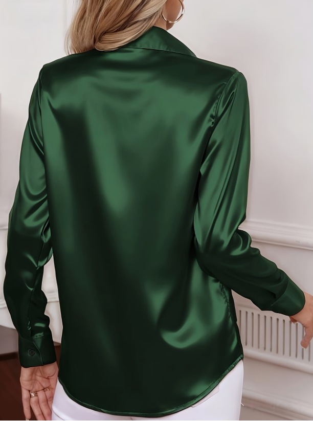 بلوزة نسائية بياقة ساتان وأزرا - مراجعة Women Formal Office Wear Tops وسعره