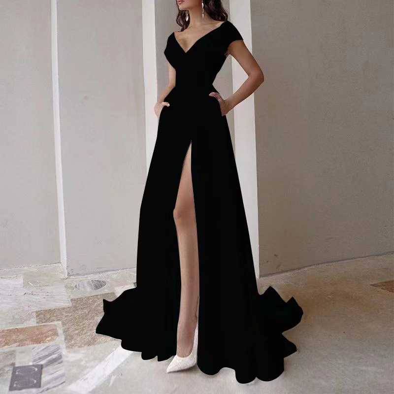 فستان سهرة نسائي جديد أنيق طوي - مراجعة Women Formal Wear Black And White وسعره